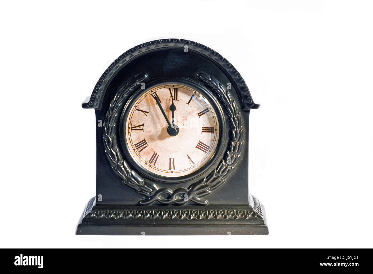 Cinq anciens pointeur vers l'heure de l'horloge en option vierge antique isolés 12 Banque D'Images