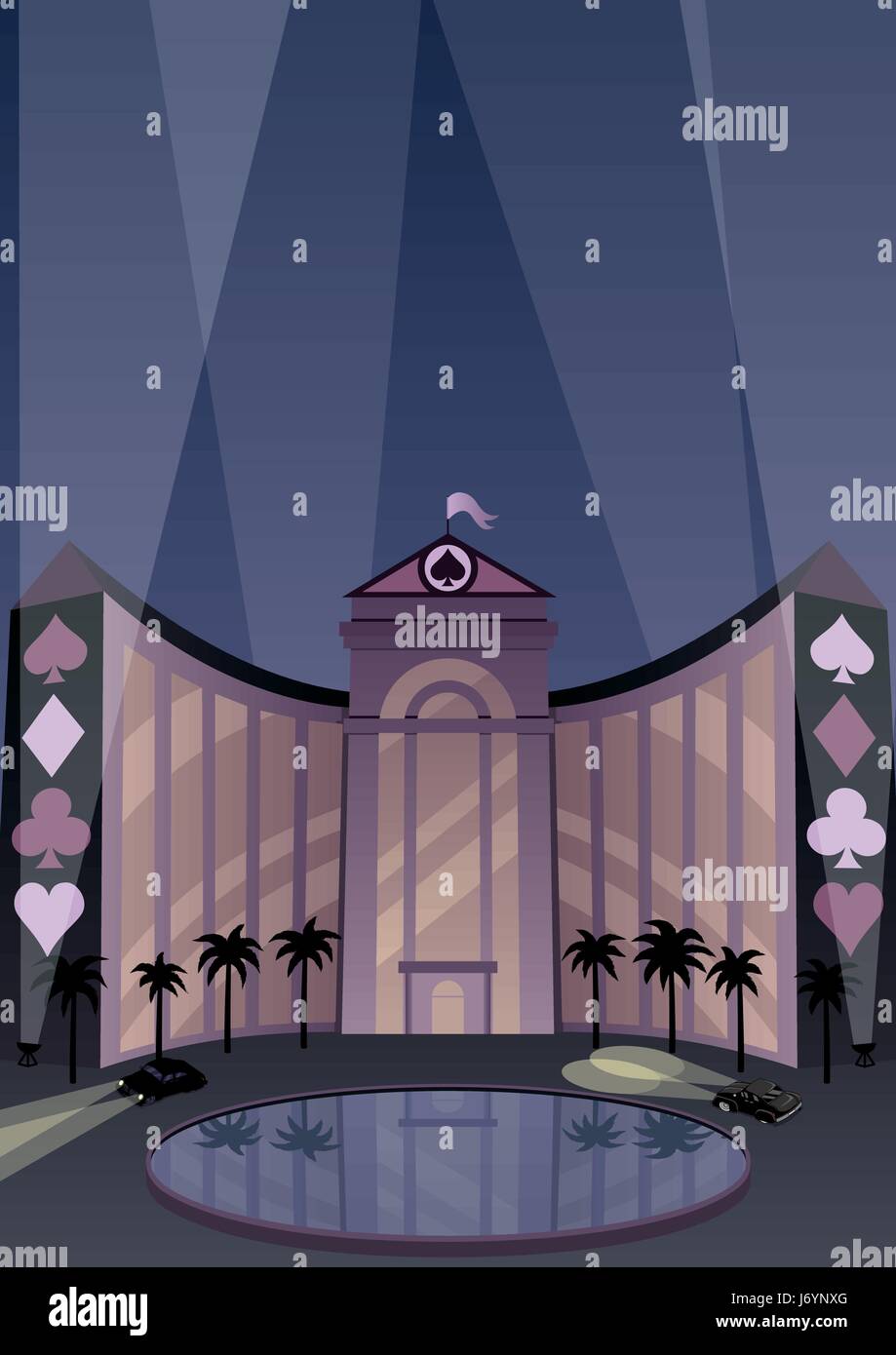 Hôtel et casino resort de style Art Déco. Illustration de Vecteur