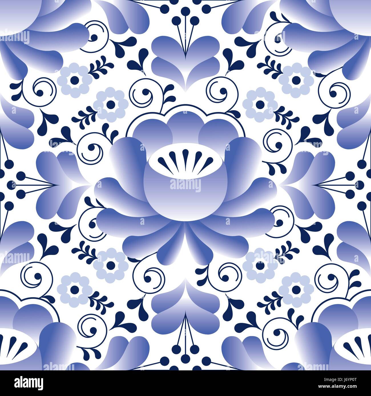 Transparente motif folklorique russe, un design traditionnel avec fleur - style poterie Gzhel Illustration de Vecteur