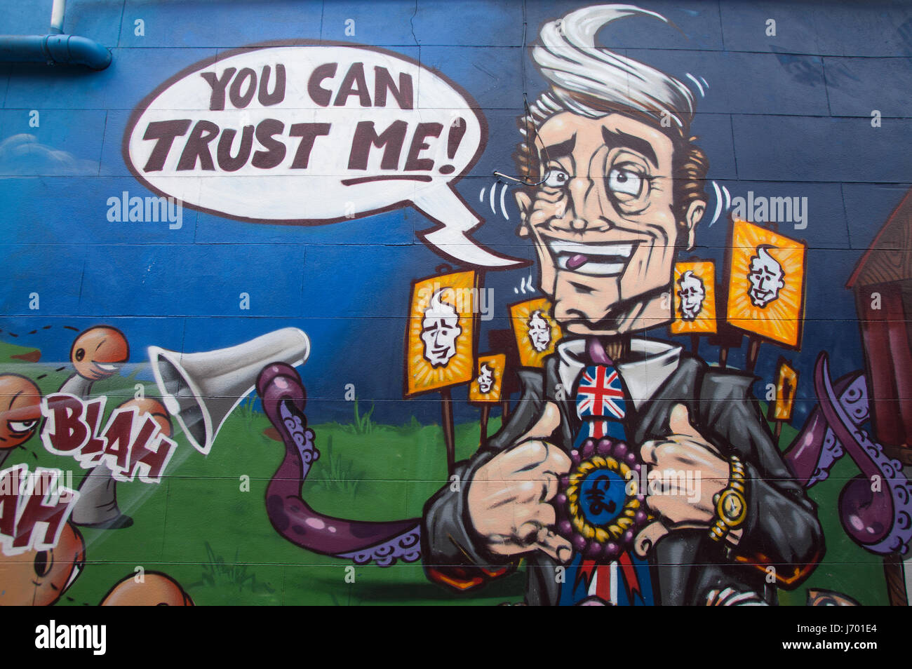 "Vous pouvez me faire confiance !" L'art de la rue, homme politique Bristol Banque D'Images