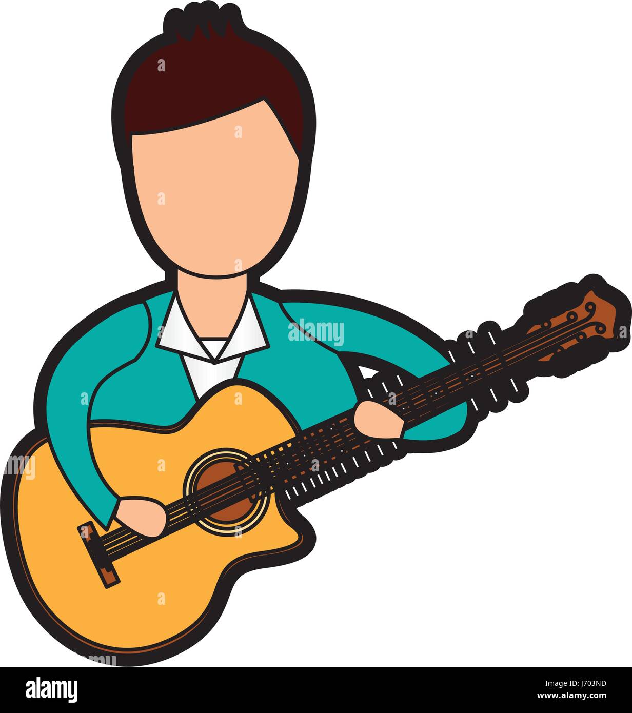 Musicien jouant de la guitare avatar Illustration de Vecteur
