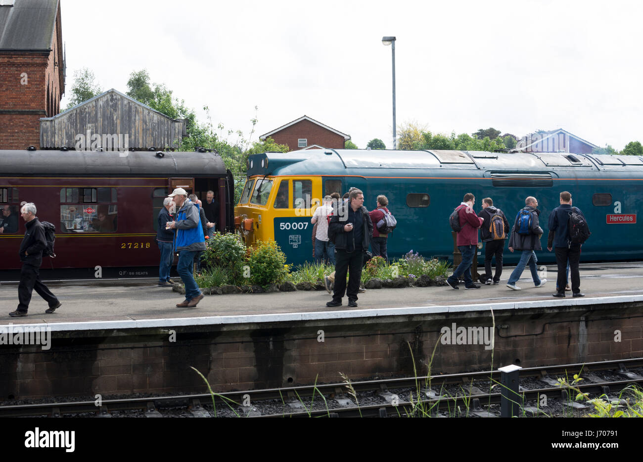 Locomotive diesel de la classe 50 n 50007 'Hercules' à la Severn Valley Railway, Kidderminster, UK Banque D'Images