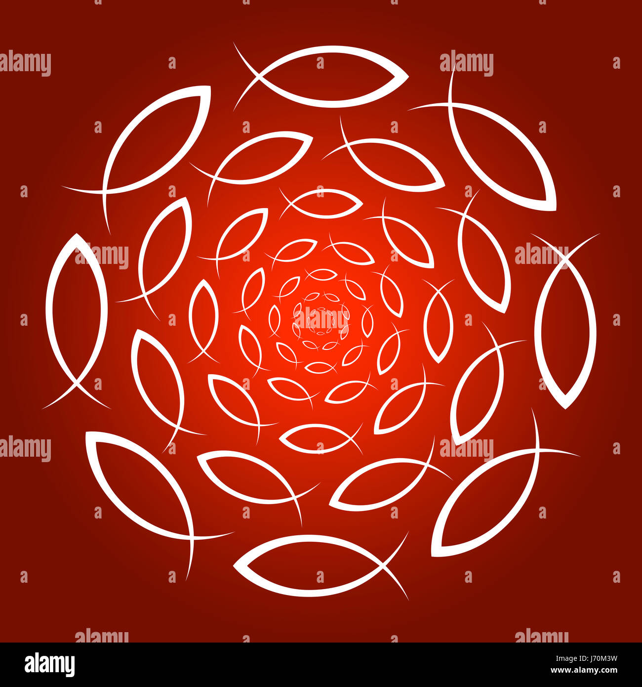 Mandala d'Ichthys rot weiss Banque D'Images