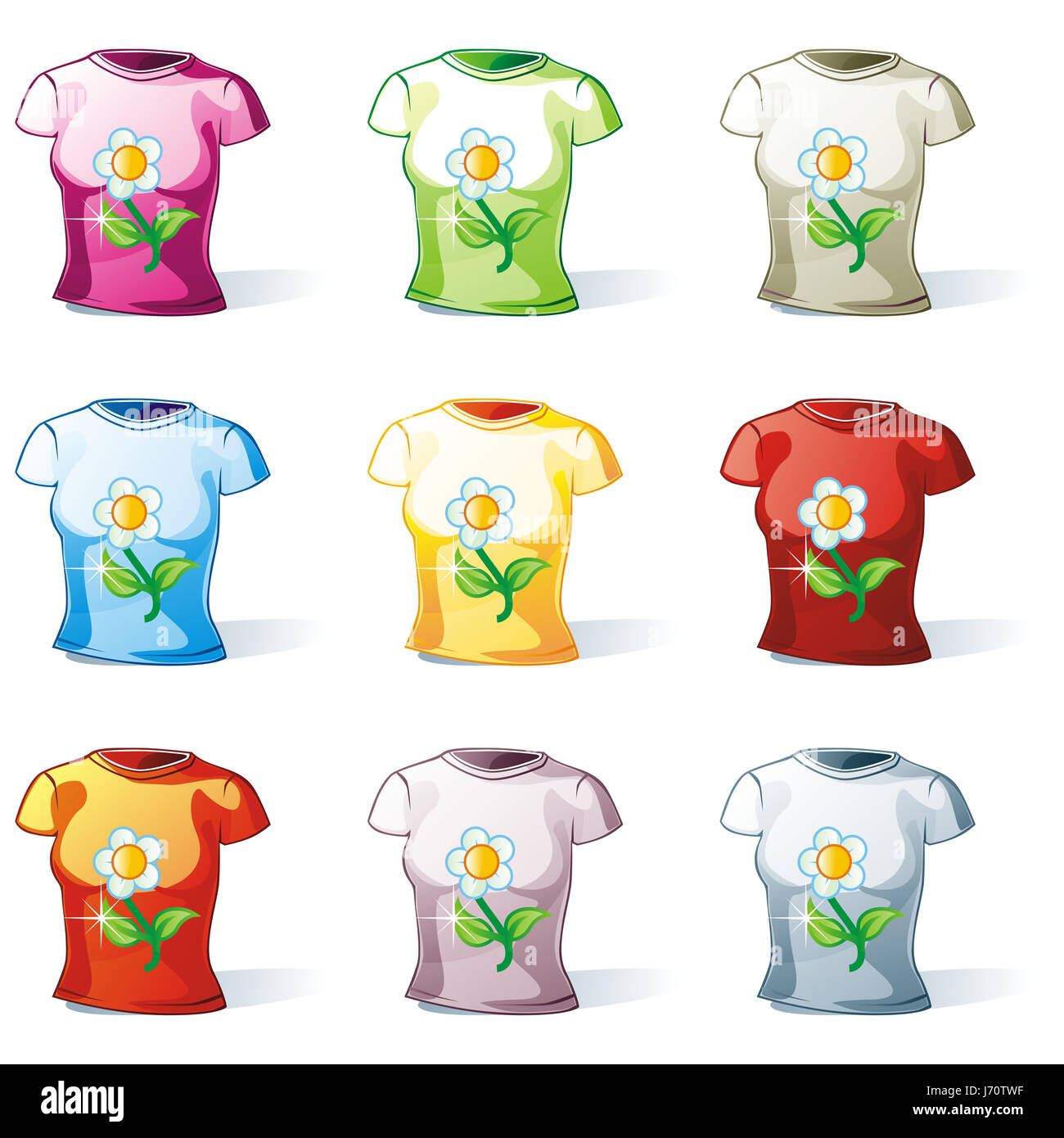 Illustration isolé femme femmes t-shirt femme femmes mode isolé de l'objet Banque D'Images