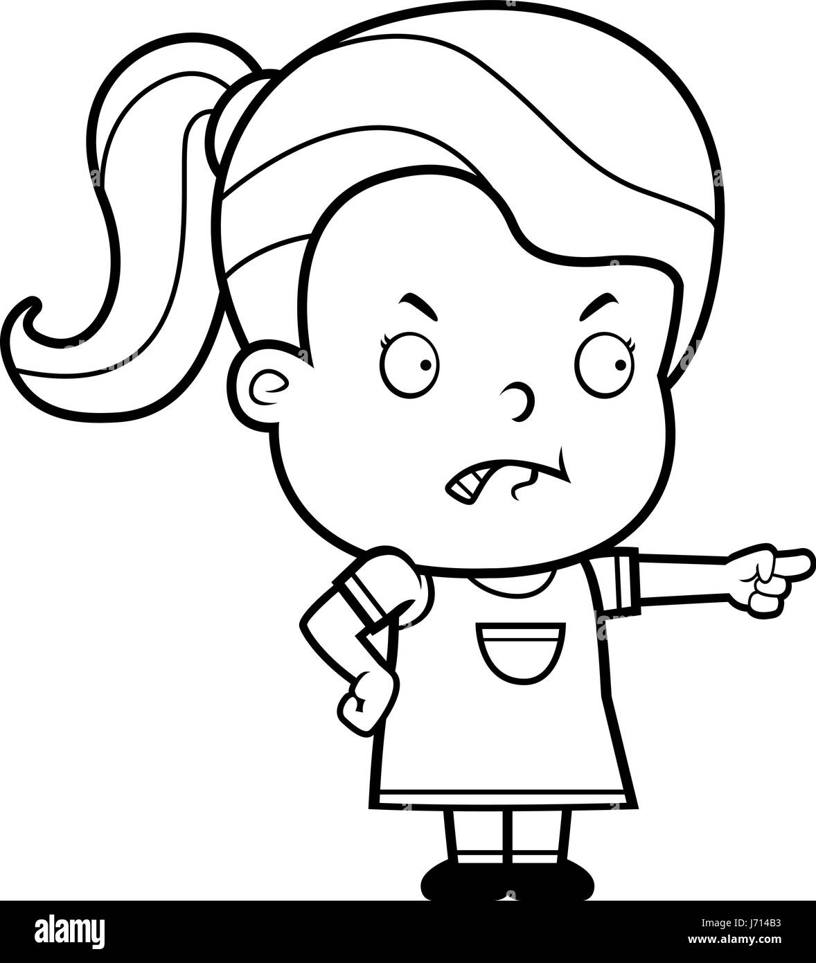Un Dessin De Bebe Fille Avec Une Expression De Colere Image Vectorielle Stock Alamy