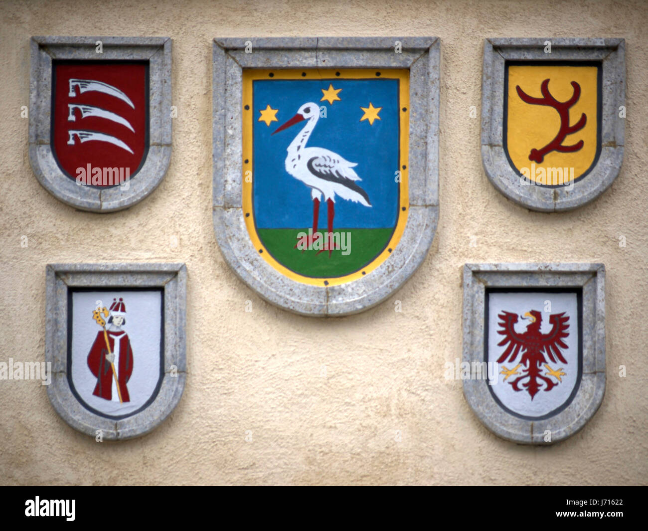 Brandenburg Allemagne République fédérale d'emblème héraldique armes de la ville de cigognes Banque D'Images
