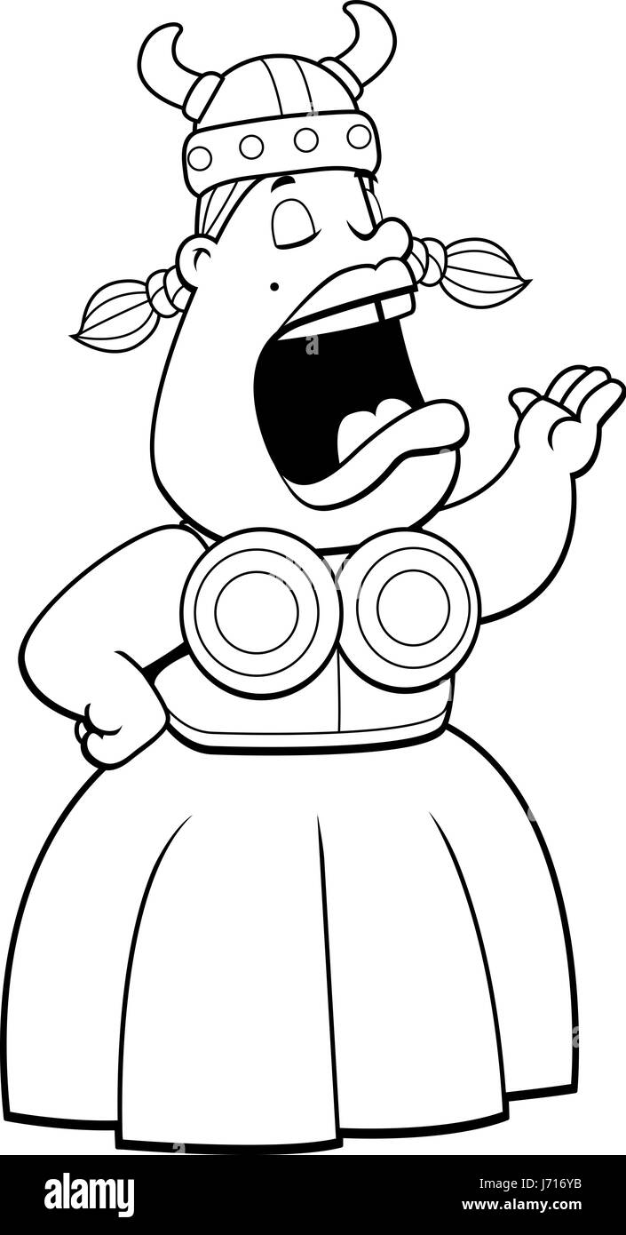 Un dessin de la chanteuse d opéra dans une Tenue Valkyrie Stock
