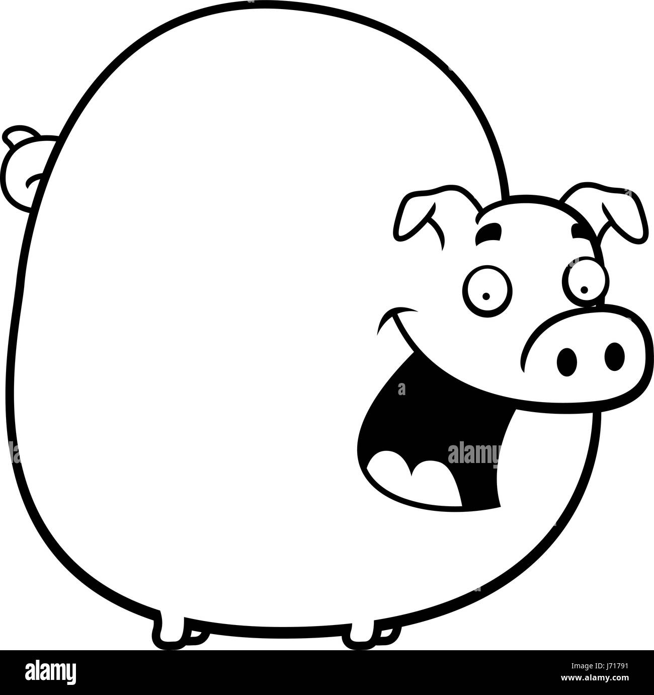 Une bonne caricature pig standing and smiling. Illustration de Vecteur