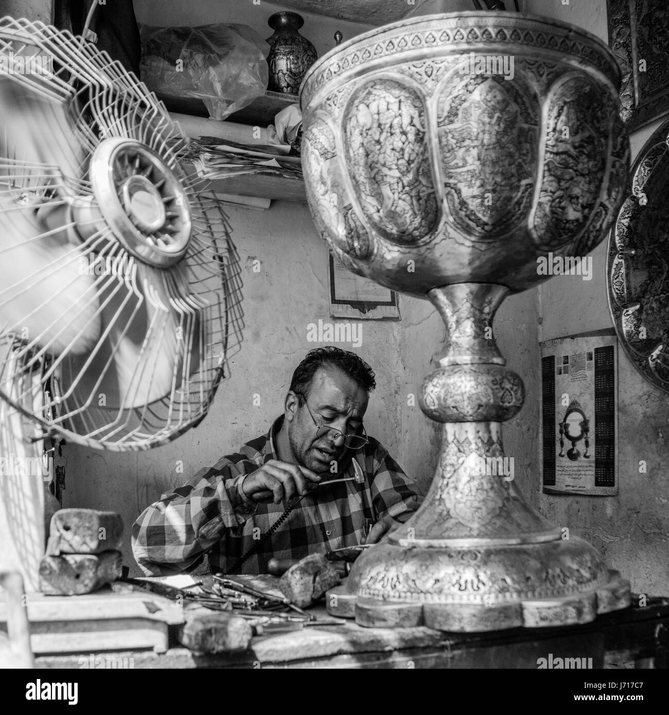 Artisan à Ispahan, Iran Bazar Banque D'Images