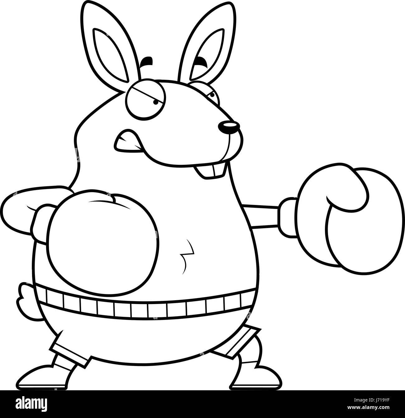 Illustration d'une caricature d'une perforation de lapin avec des gants de boxe. Illustration de Vecteur