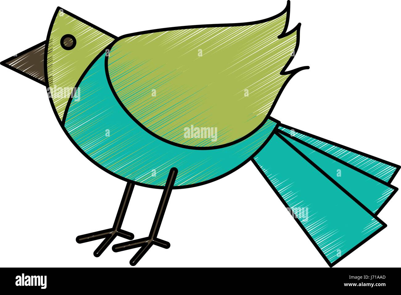 Crayon De Couleur Silhouette Doiseau Dessin Animé Vecteurs