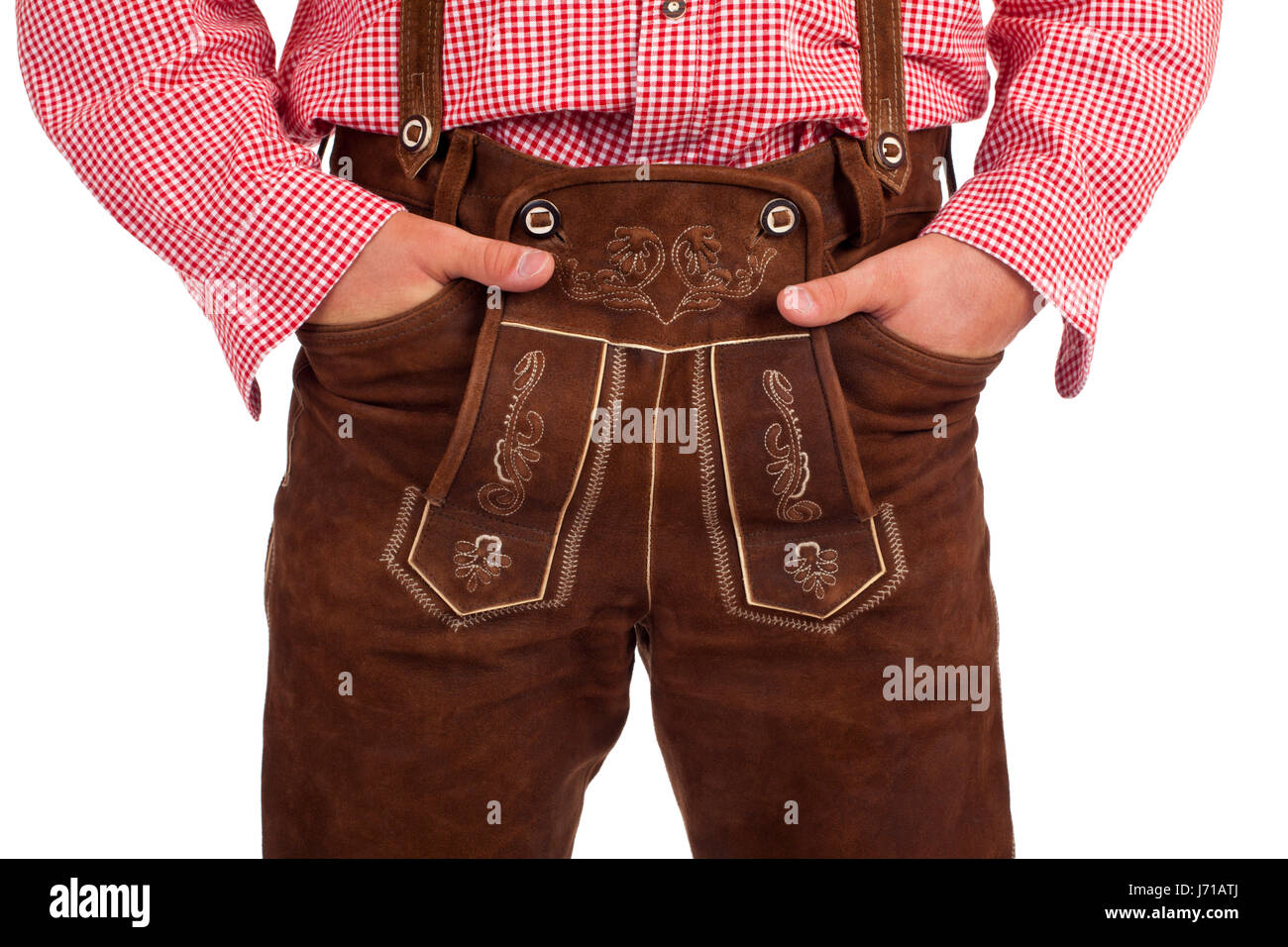 Homme avec un pantalon en cuir de l'Oktoberfest Photo Stock - Alamy