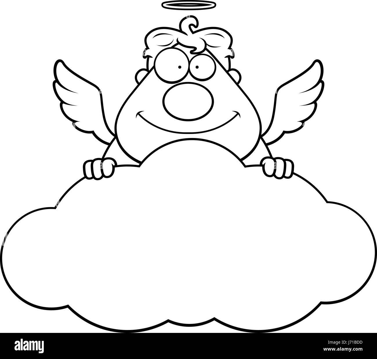 Illustration d'une caricature d'un ange dans un nuage. Illustration de Vecteur