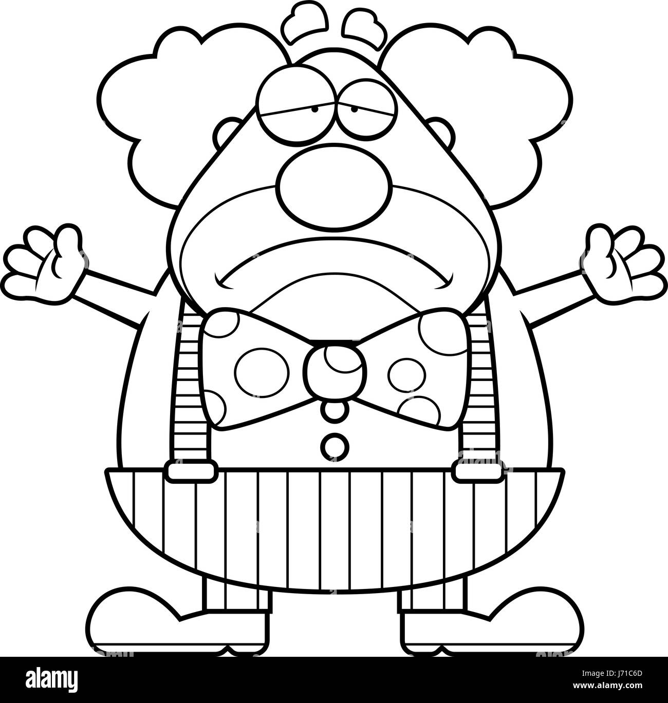 Illustration d'une caricature d'un clown avec une expression triste. Illustration de Vecteur