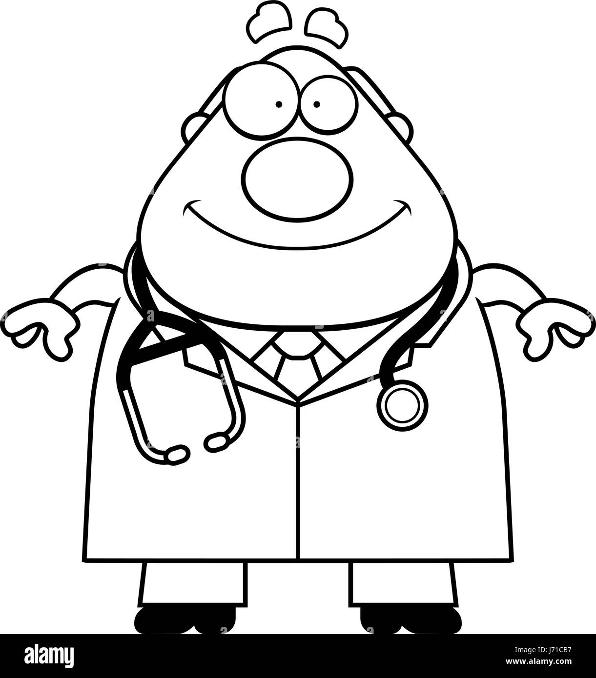 Illustration d'une caricature d'un médecin en souriant. Illustration de Vecteur