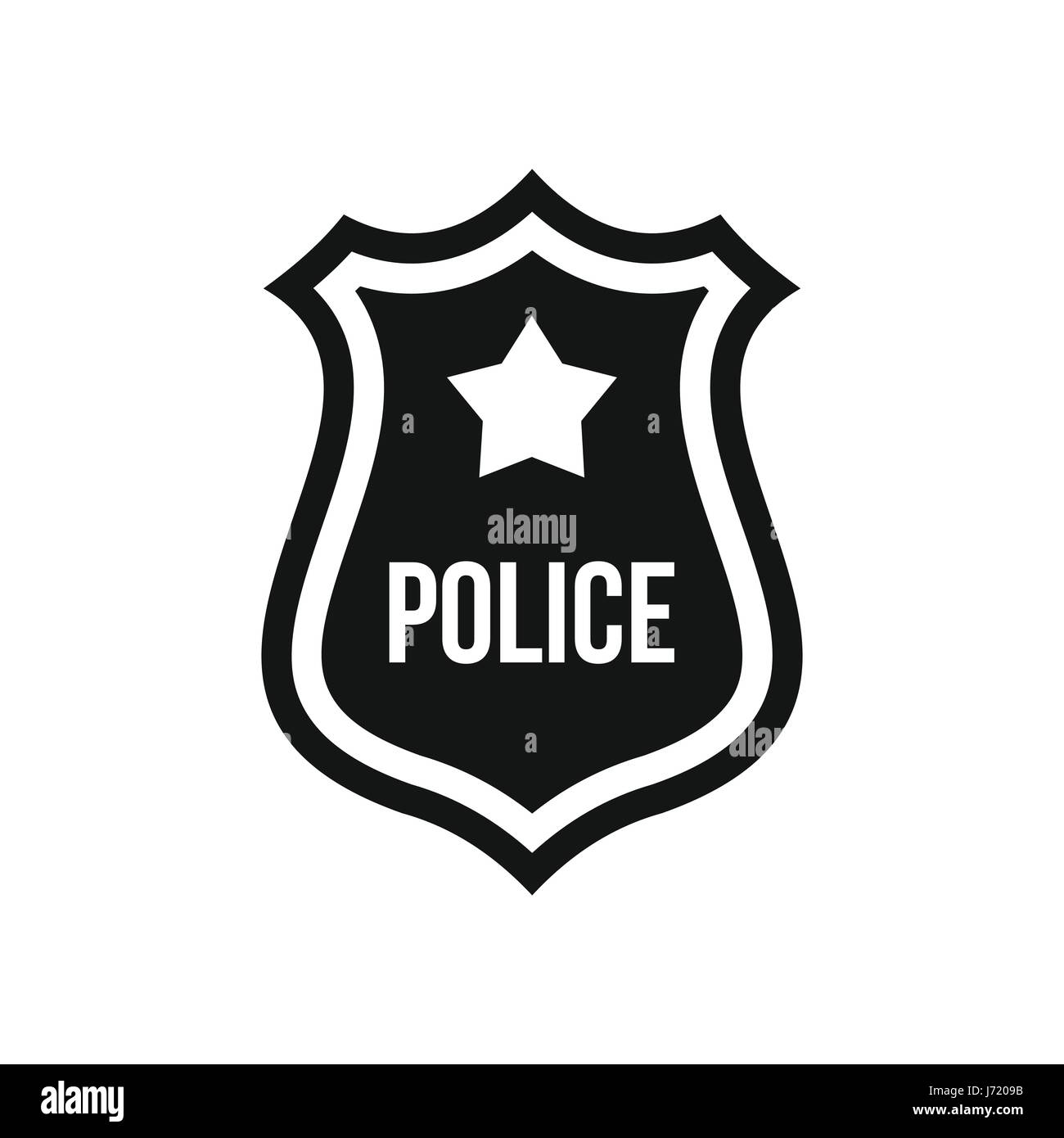 Icône de l'insigne de police, style simple. Illustration de Vecteur