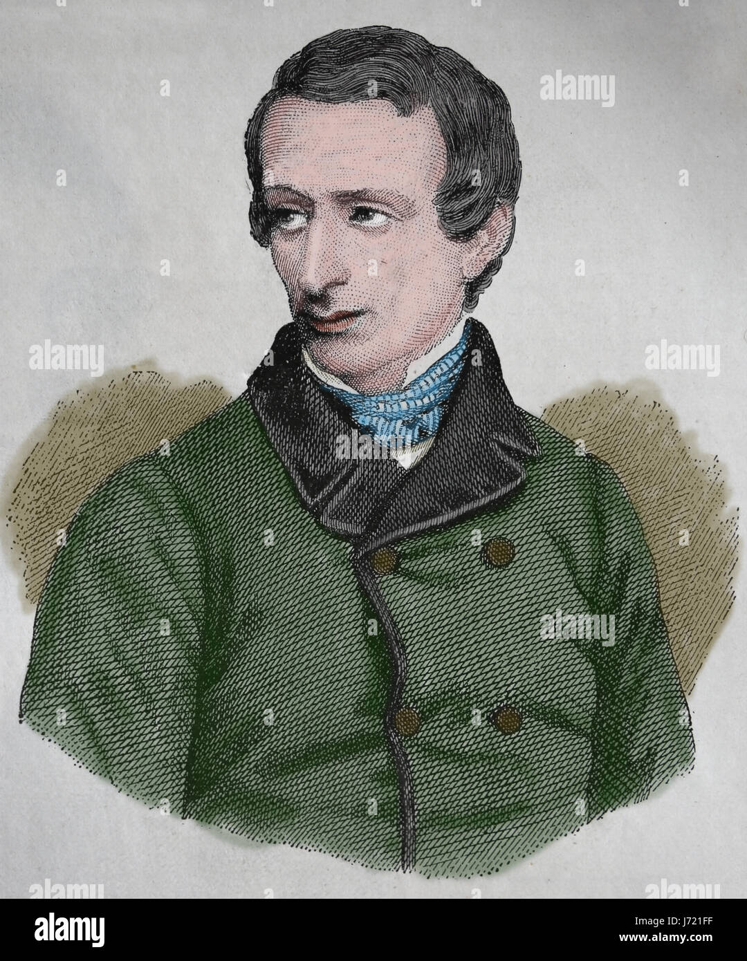 Giacomo Leopardi (1798-1837). Poète, philosophe. La gravure, notre siècle, 1883. Edition espagnol. Banque D'Images