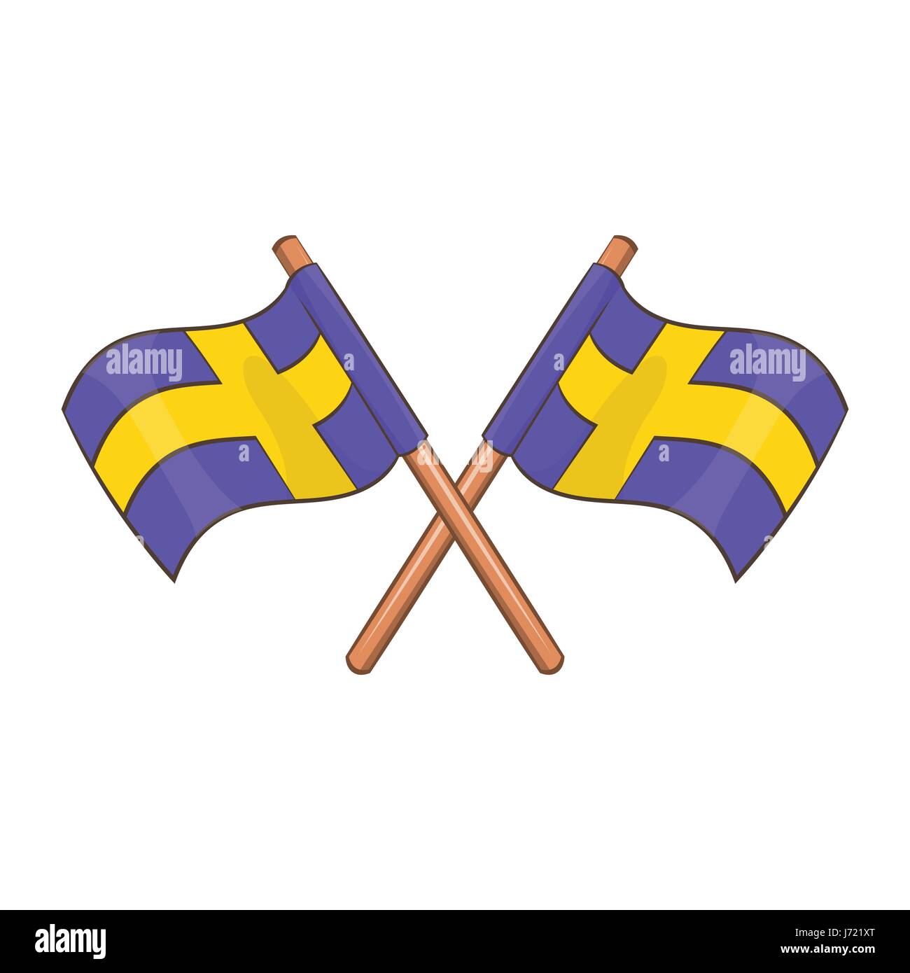 Drapeaux suédois croisé, l'icône de style cartoon Illustration de Vecteur