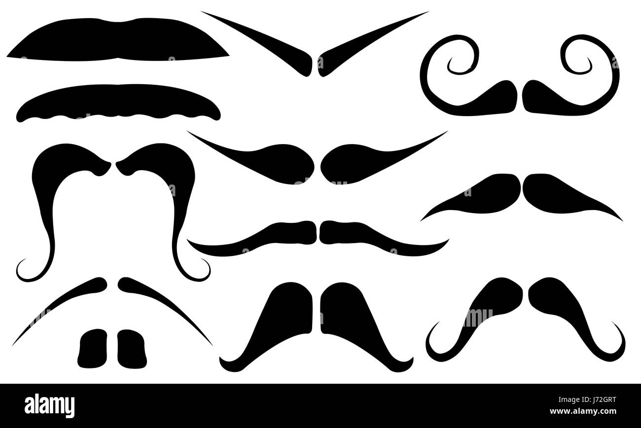 Ensemble de moustaches isolated on white Banque D'Images