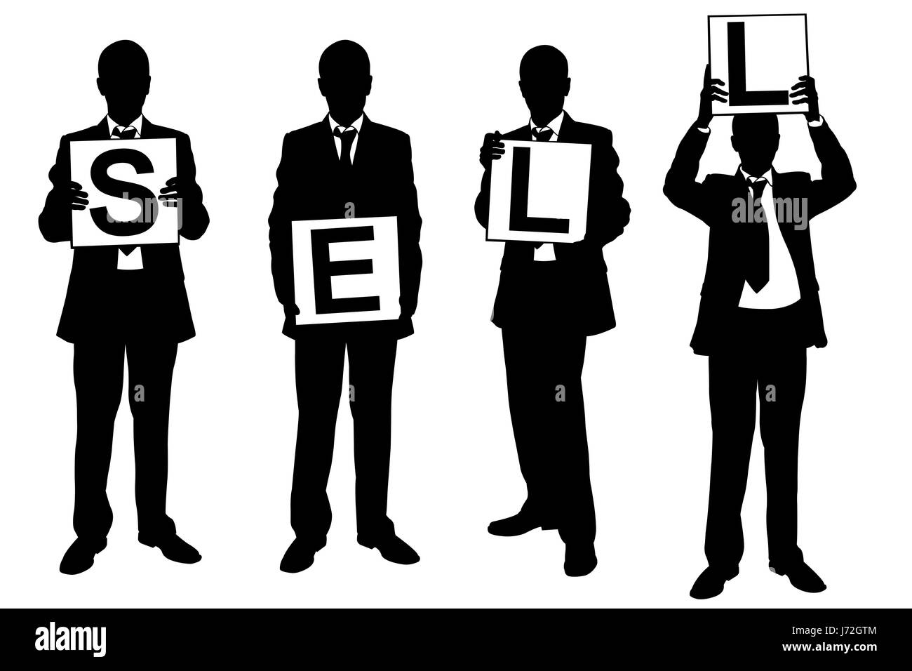 Silhouettes d'hommes d'holding décoratifs isolated on white Banque D'Images