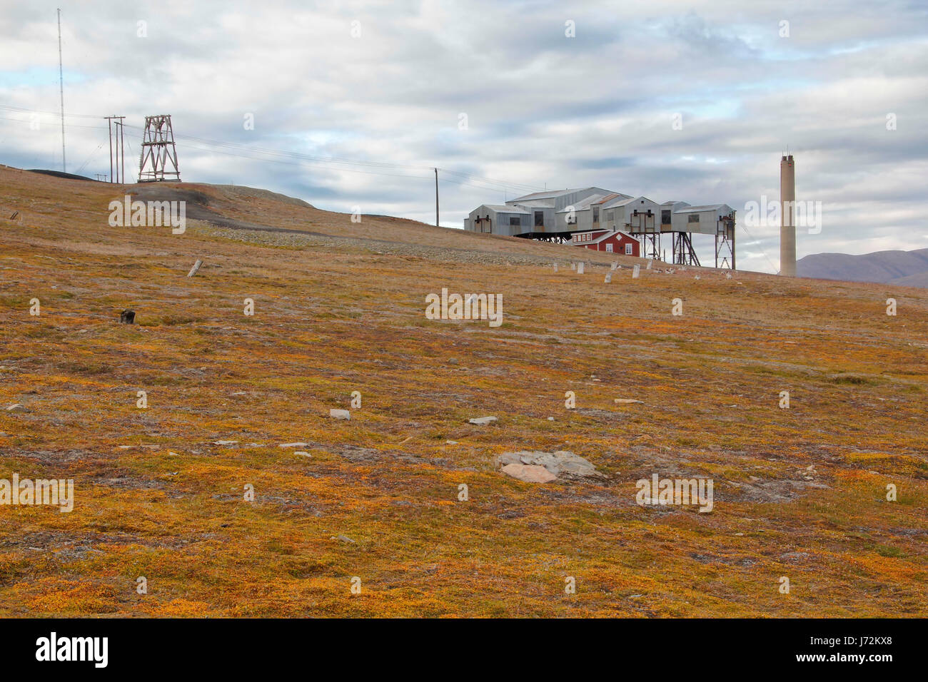 Paysages de la toundra arctique de l'industrie minière Construction maison nature campagne Banque D'Images