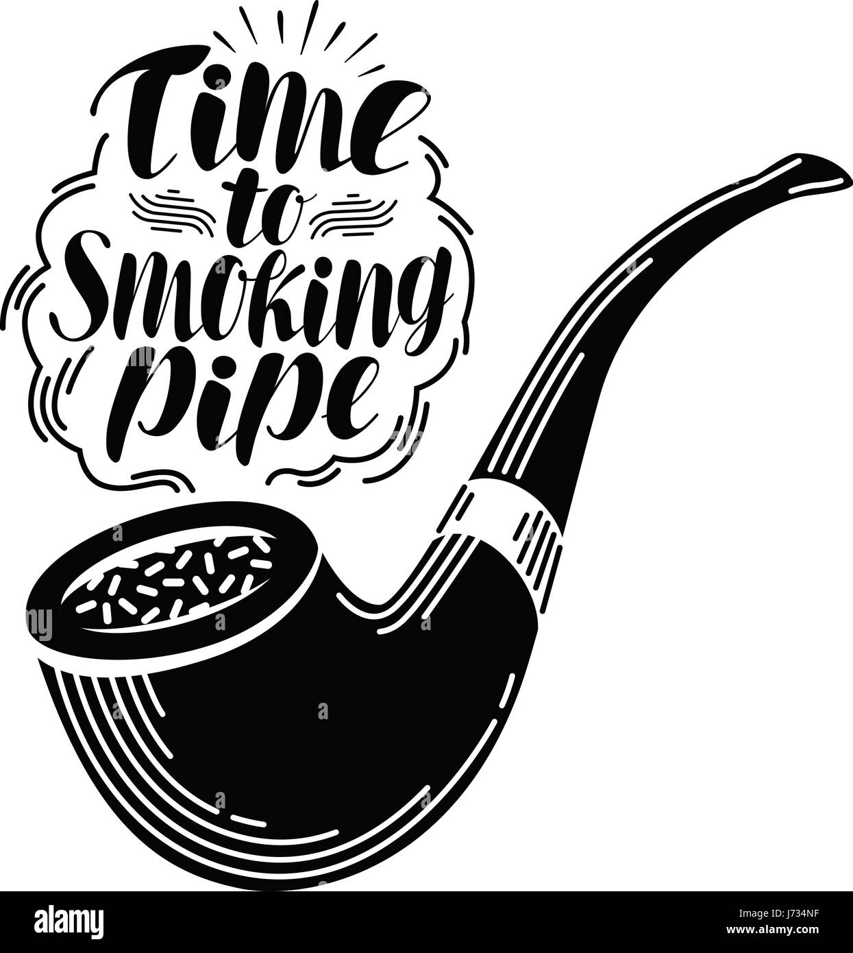 Pipe, tabac label. Lettres manuscrites, calligraphie vector illustration isolé sur fond blanc Illustration de Vecteur