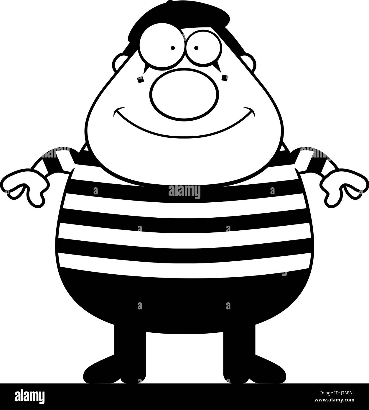 Un cartoon illustration d'un mime standing and smiling. Illustration de Vecteur
