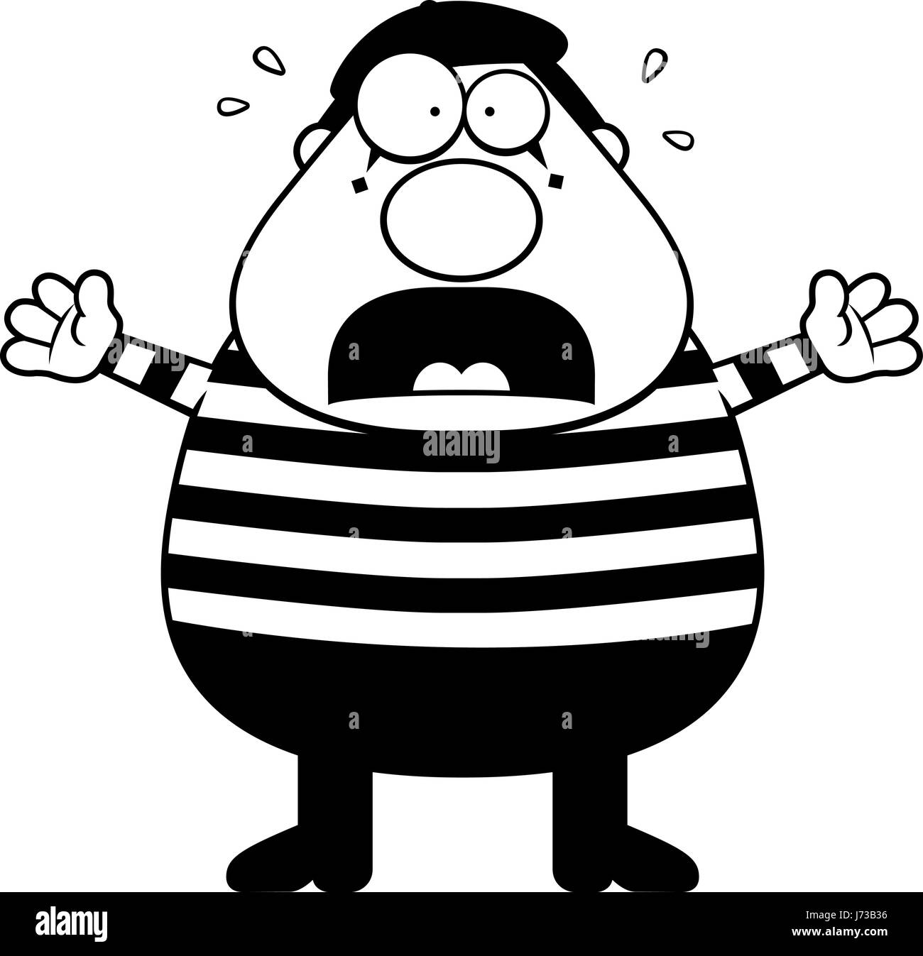 Un cartoon illustration d'un mime avec une expression paniquée. Illustration de Vecteur