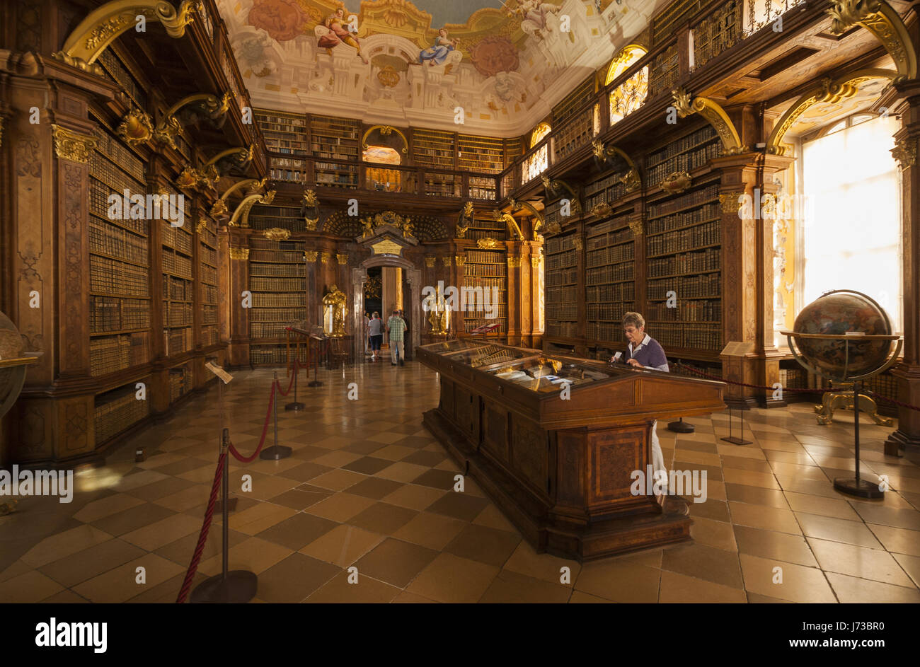L'Autriche, de Wachau, Melk, l'Abbaye de Melk, Bibliothèque Banque D'Images