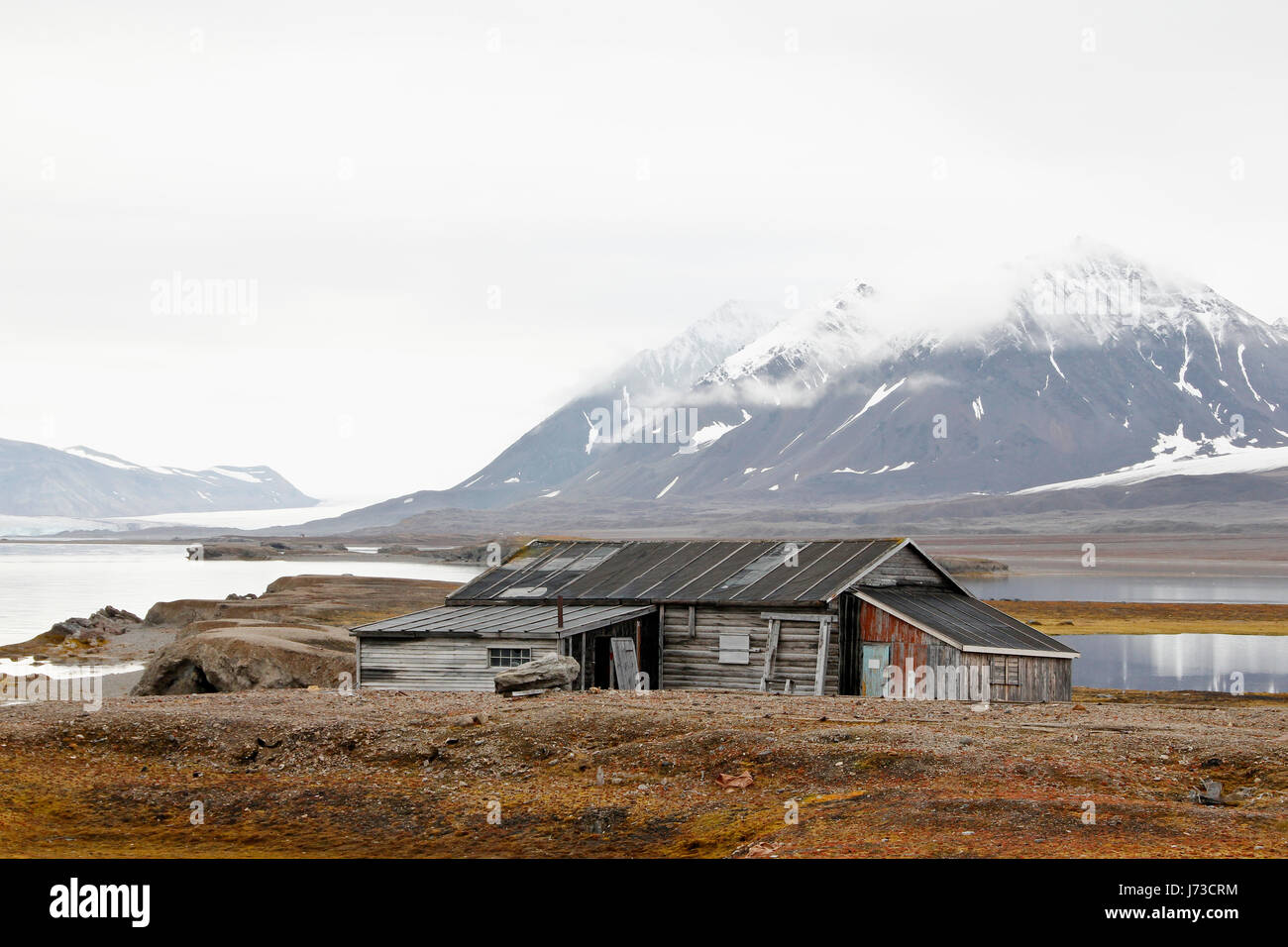 Chalet des trappeurs dans Ny Alesund Banque D'Images