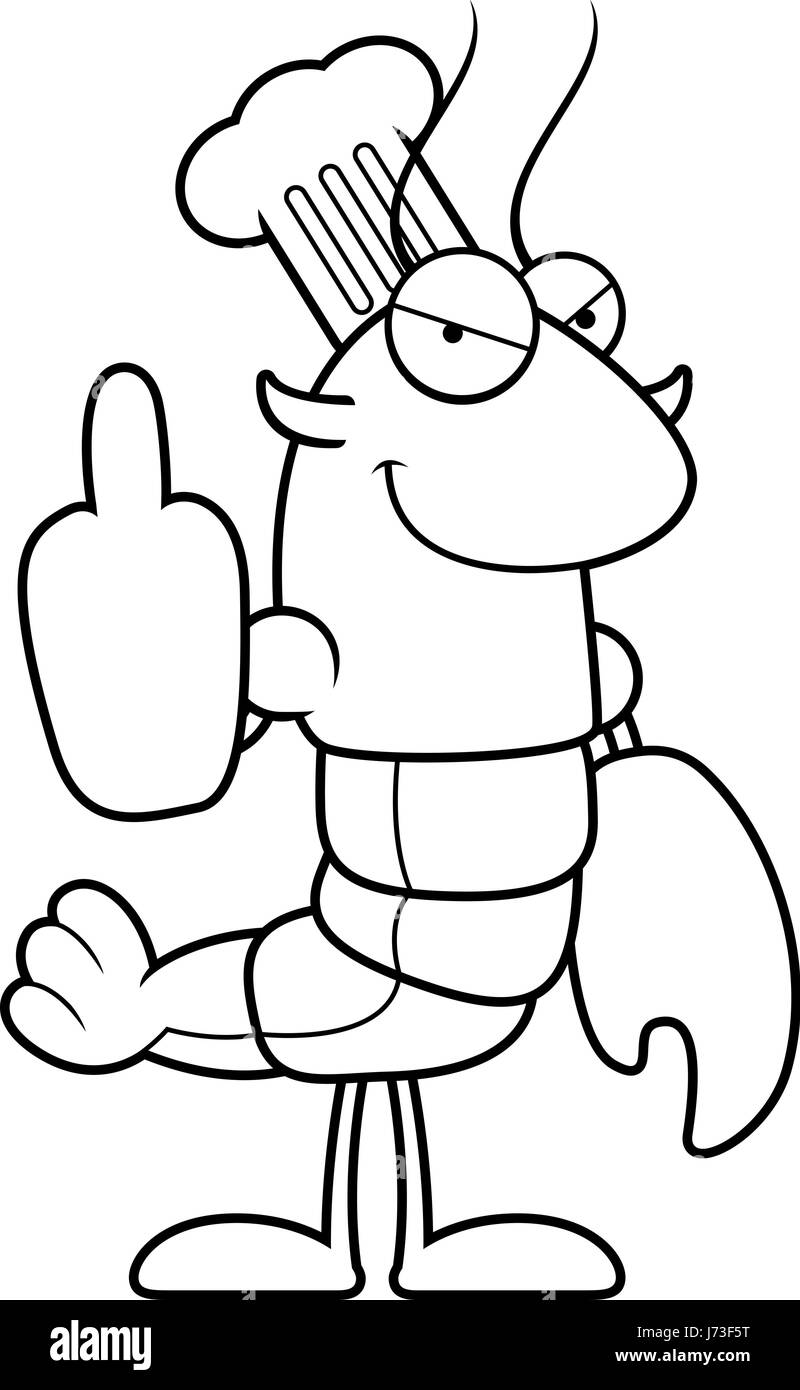 Un cartoon illustration d'un chef de la langouste donnant le doigt du milieu. Illustration de Vecteur