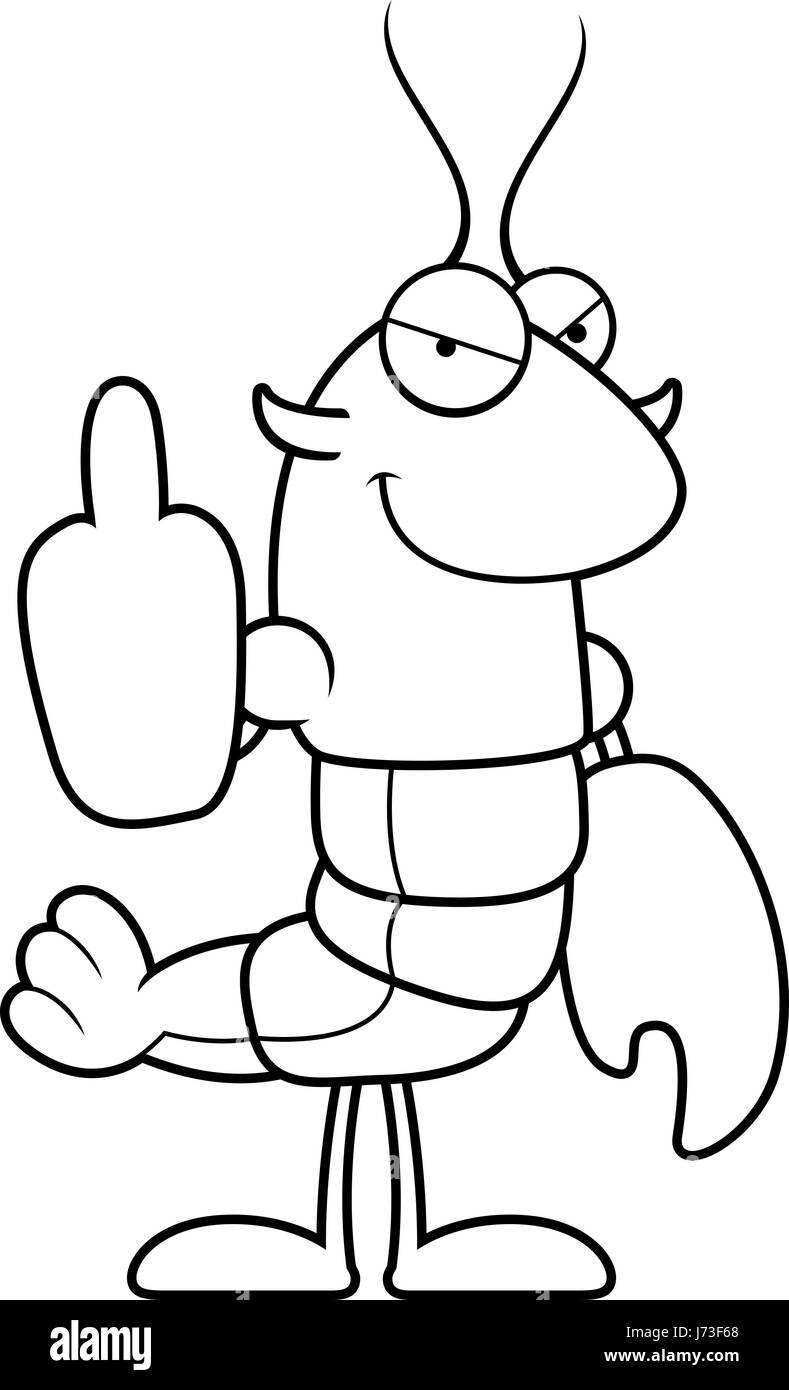 Un cartoon illustration d'une langouste donnant le doigt du milieu. Illustration de Vecteur