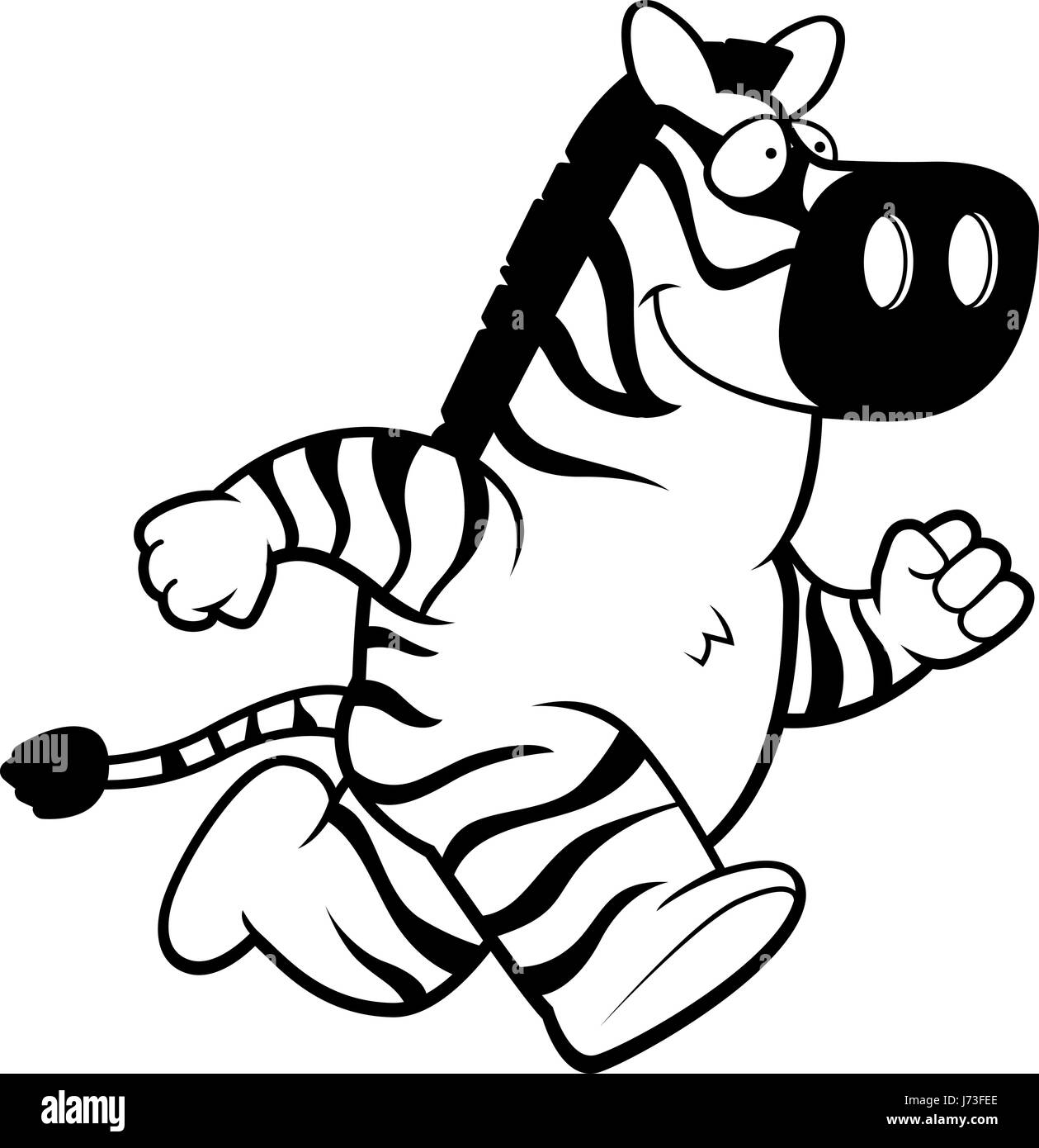 Une bonne caricature zebra tournant et souriant. Illustration de Vecteur