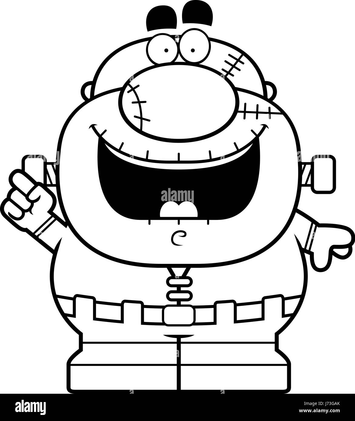 Un cartoon illustration d'un monstre Frankenstein avec une idée. Illustration de Vecteur