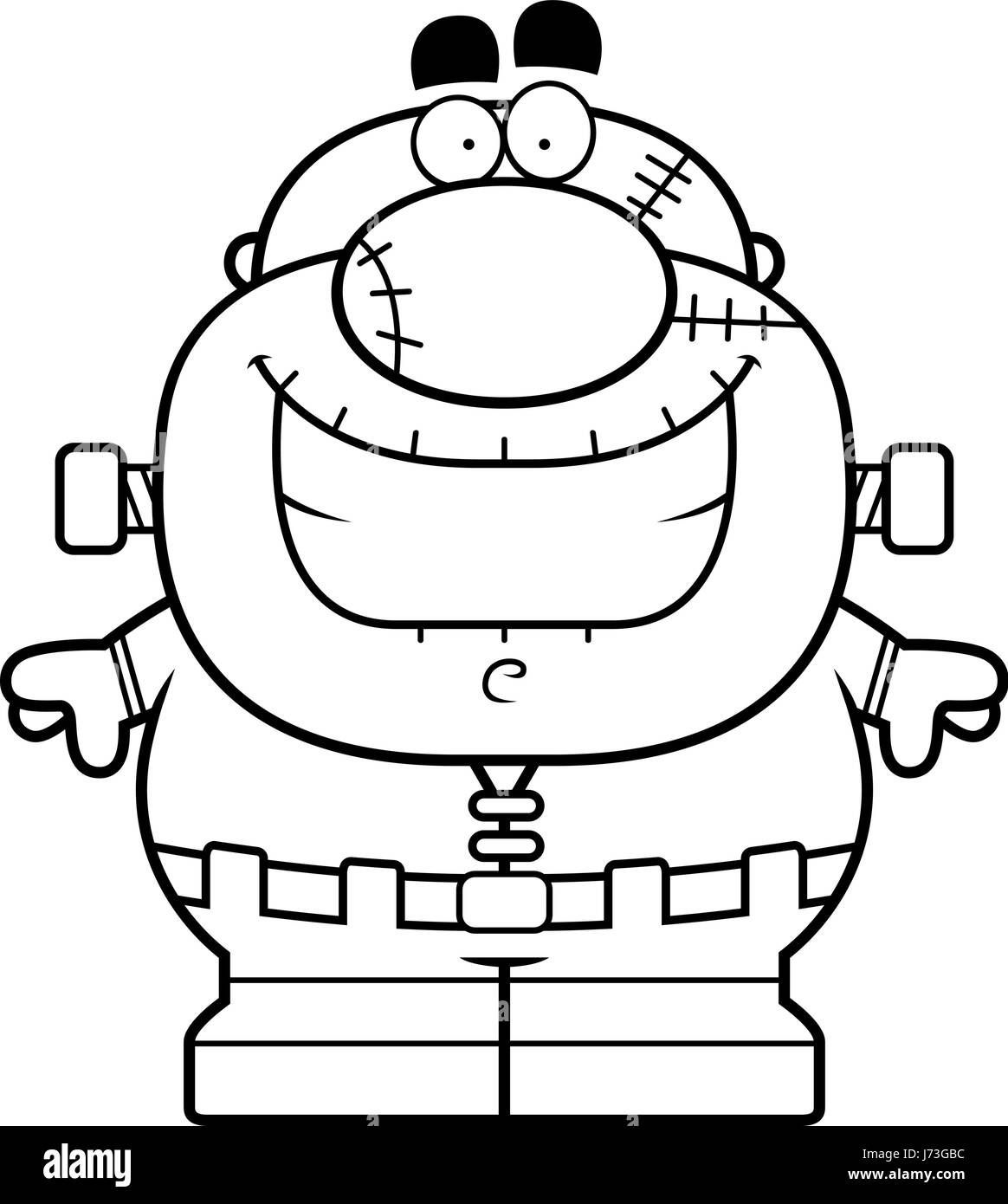 Un cartoon illustration d'un monstre Frankenstein souriant. Illustration de Vecteur