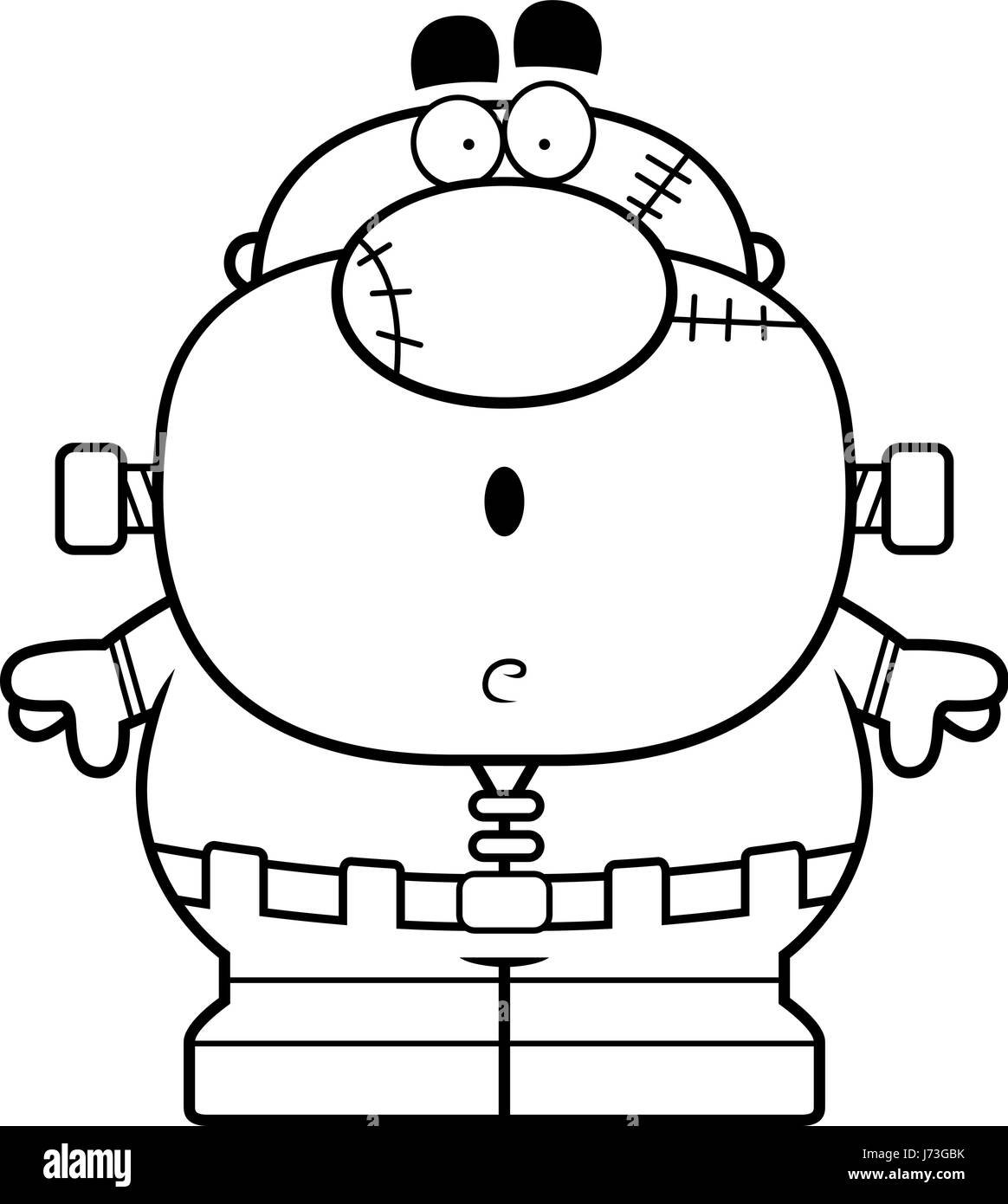 Un cartoon illustration d'un monstre Frankenstein à la surprise. Illustration de Vecteur