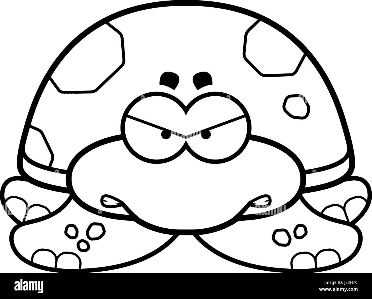 Illustration d'une caricature d'une petite tortue de mer avec une expression de colère. Illustration de Vecteur