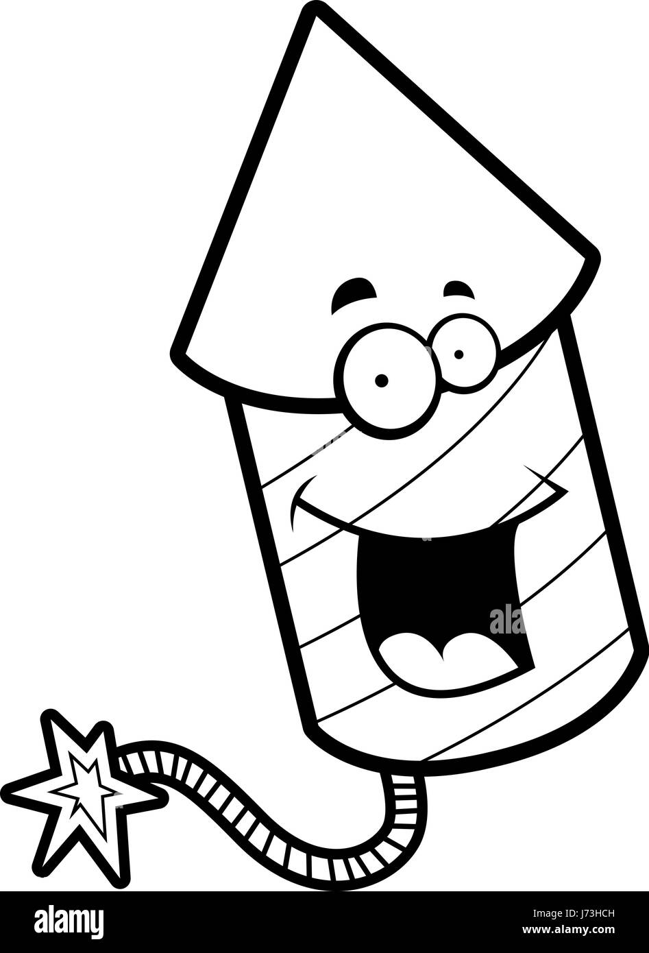 Une fusée d'artifice cartoon heureux et souriants. Illustration de Vecteur