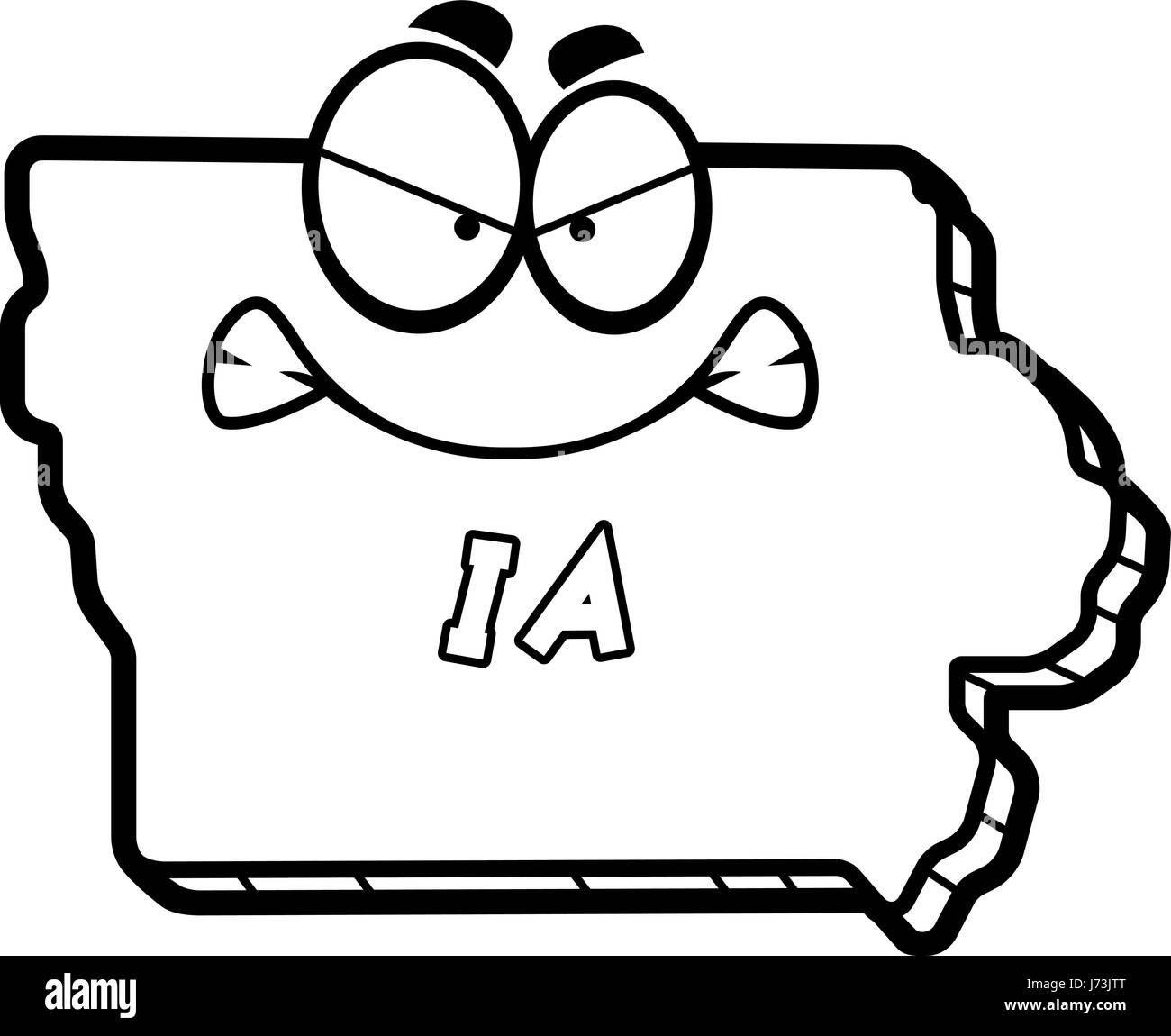 Un cartoon illustration de l'état de l'Iowa à la colère. Illustration de Vecteur