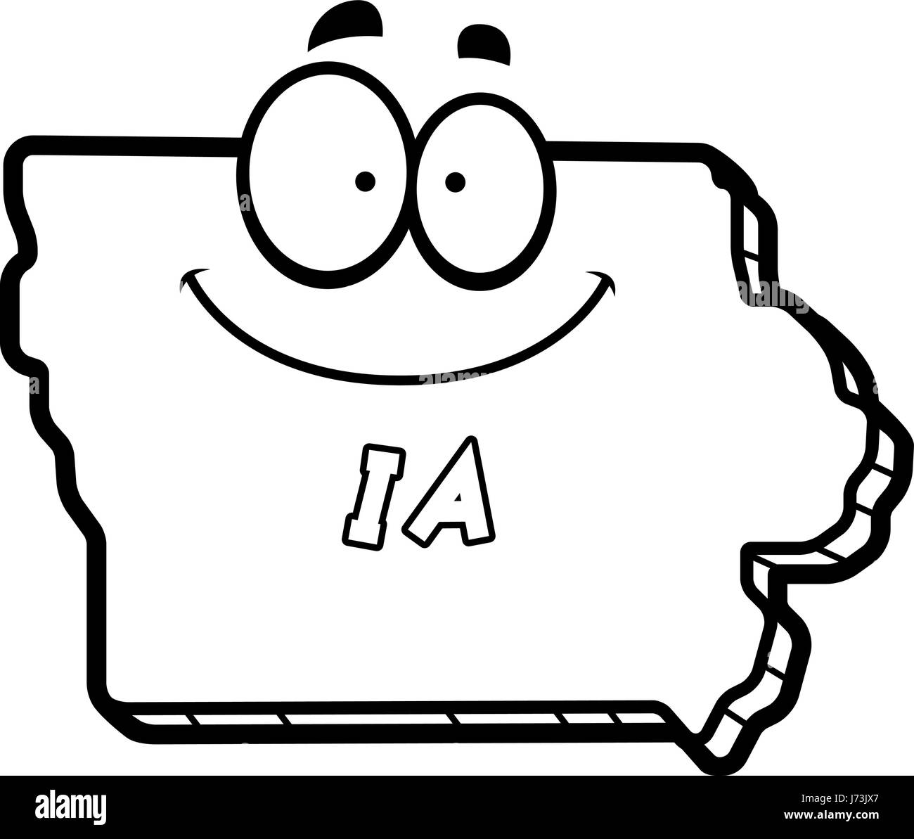 Un cartoon illustration de l'état de l'Iowa en souriant. Illustration de Vecteur