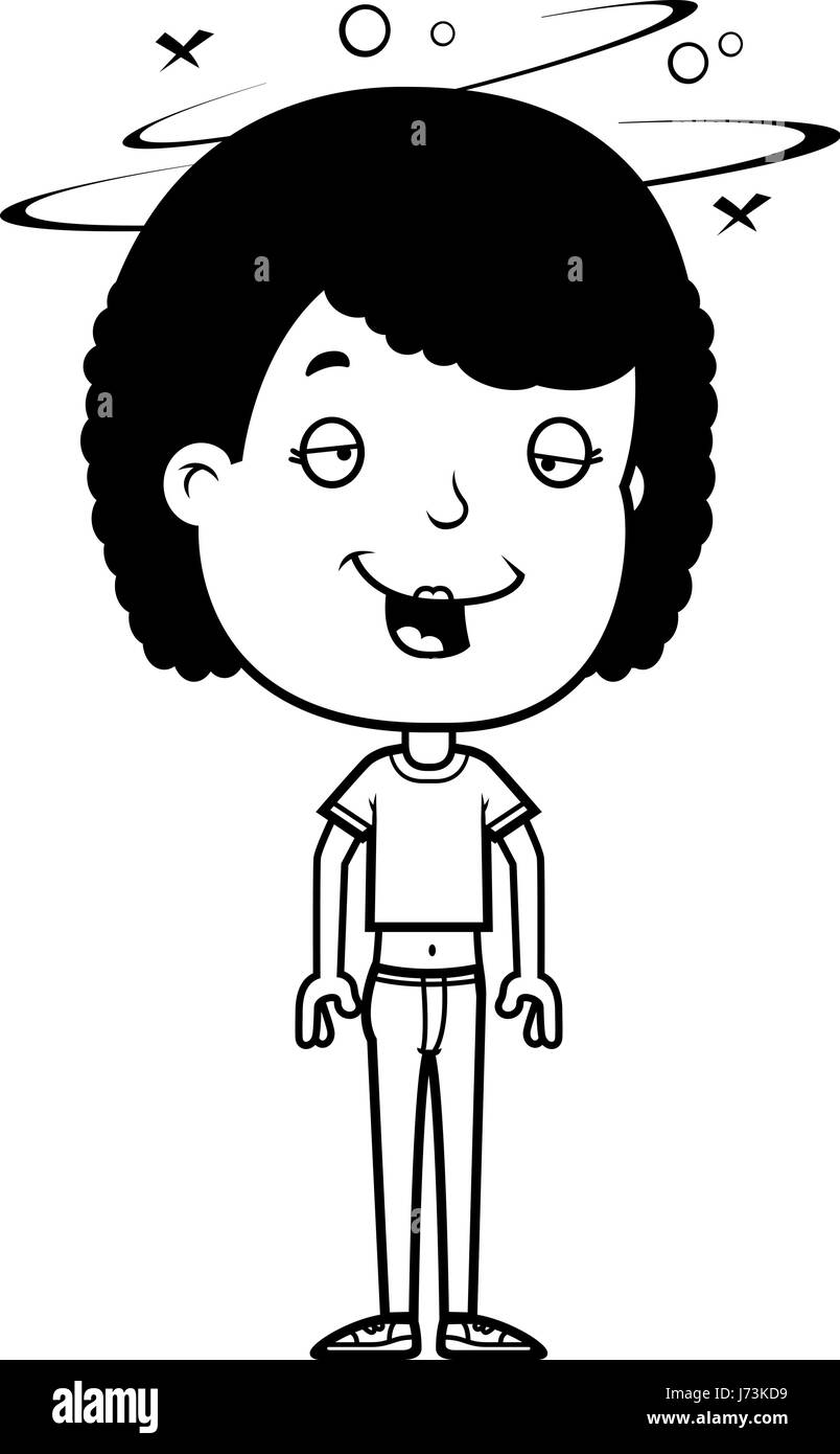 Illustration d'une caricature d'une adolescente à la Bu. Illustration de Vecteur