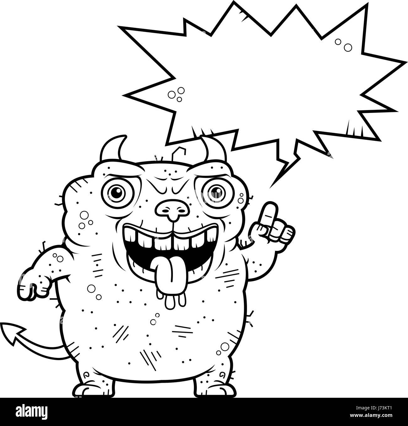 Illustration d'une caricature d'un vilain diable parler. Illustration de Vecteur