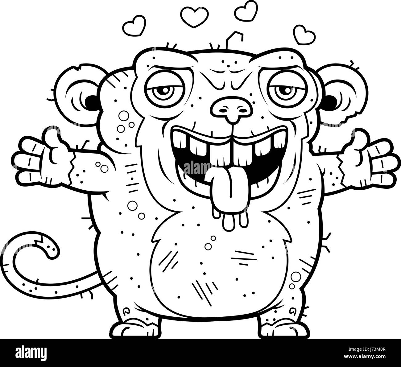 Illustration d'une caricature d'un vilain singe prêt à donner une accolade. Illustration de Vecteur