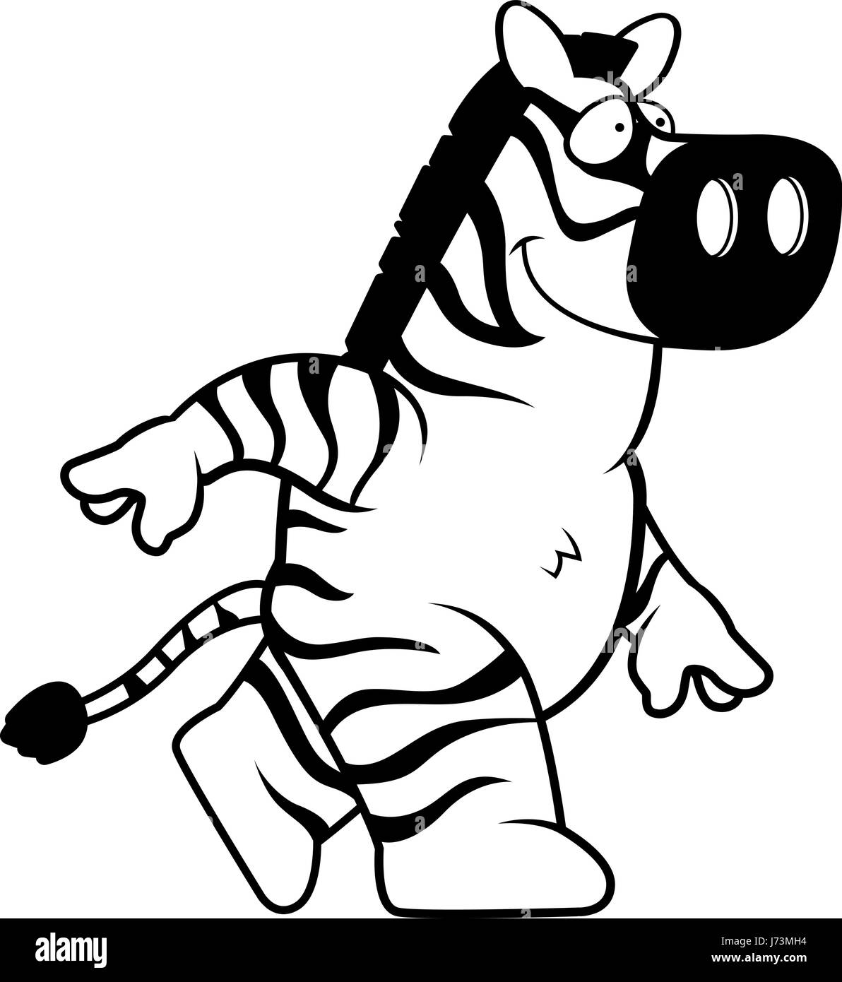 Une bonne caricature zebra la marche et souriant. Illustration de Vecteur