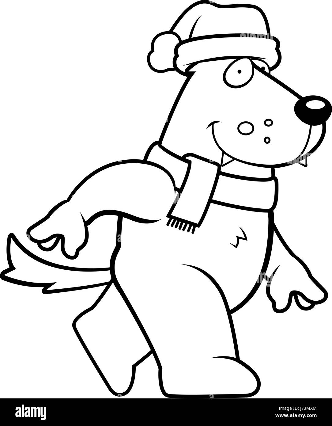 Un loup de dessin animé portant un Noël le bonnet et écharpe Image  Vectorielle Stock - Alamy