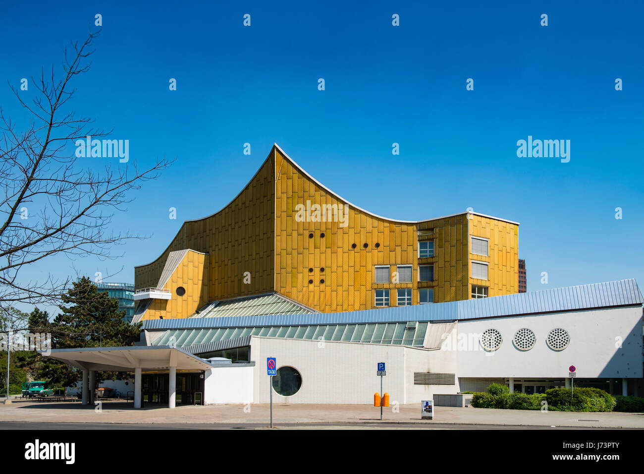 Vue extérieure de la salle de concert Philharmonie de Berlin, la maison d'Orchestre Philharmonique de Berlin (Berliner Philharmoniker) orchestra à Berlin, Allemagne Banque D'Images