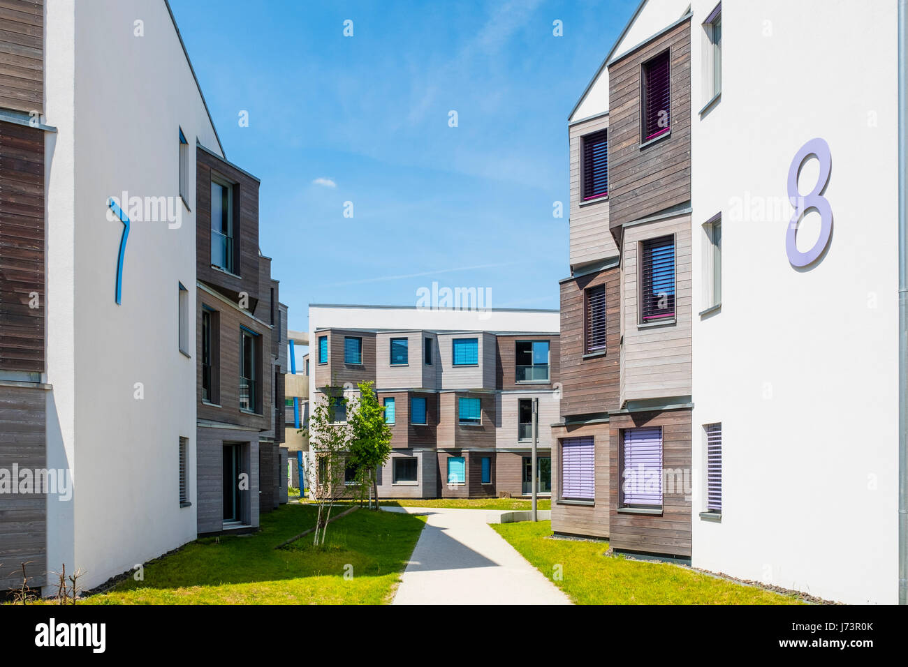 Nouveau moderne appartement d'étudiants hébergement blocs au parc scientifique et technologique à Adlershof Berlin, Allemagne Banque D'Images