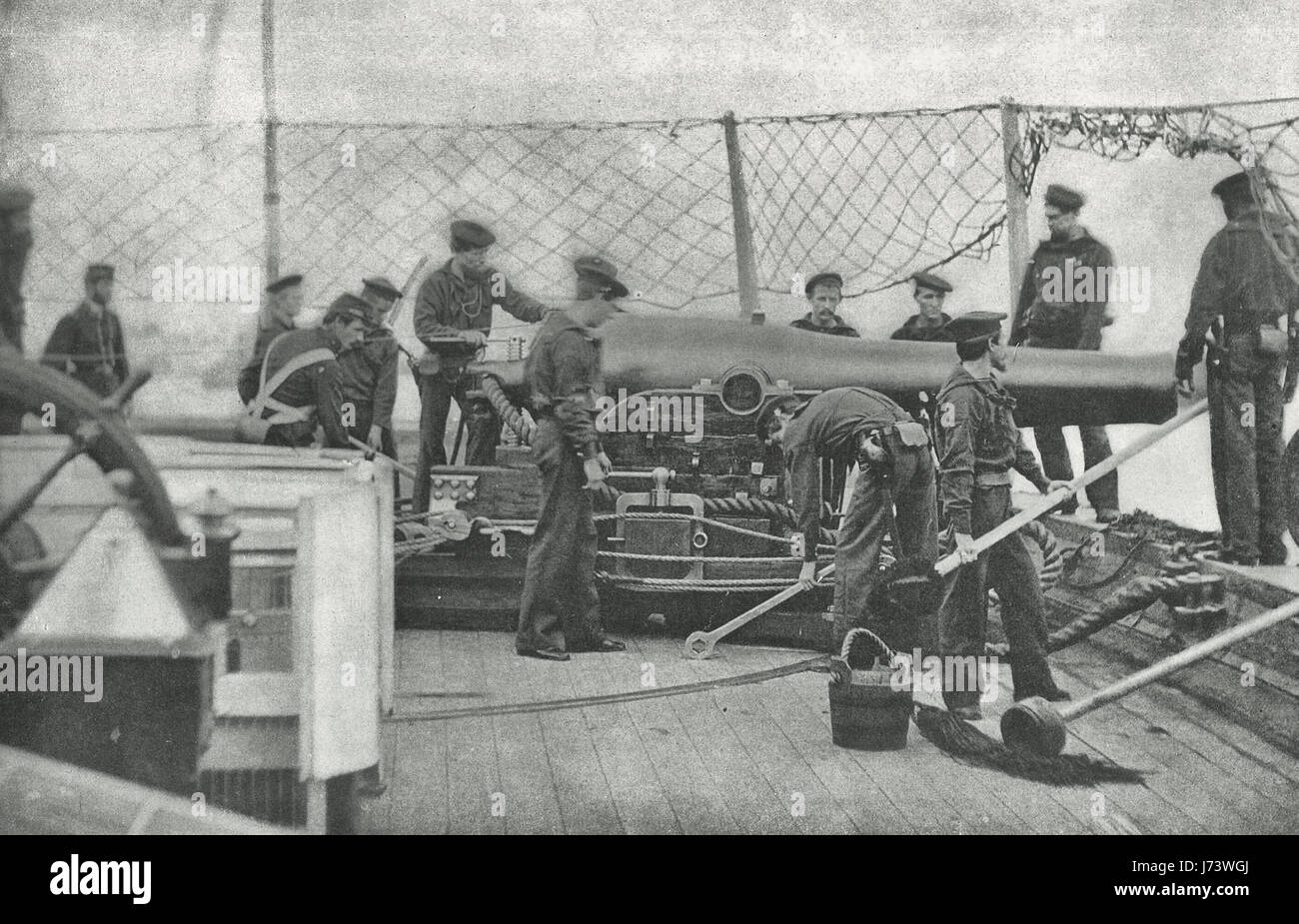 Équipe du canon de l'USS Mendota avant la guerre civile américaine Banque D'Images