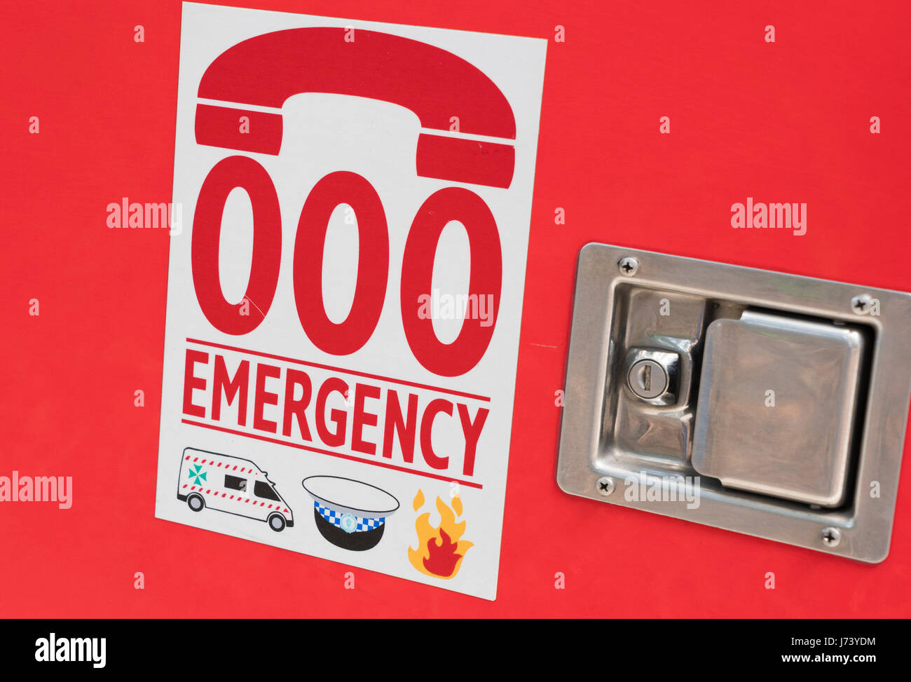 Numéro d'urgence en Australie sur une brigade de pompiers Banque D'Images