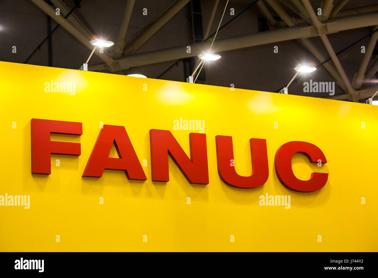 Logo de la société Fanuc sur le mur. Banque D'Images